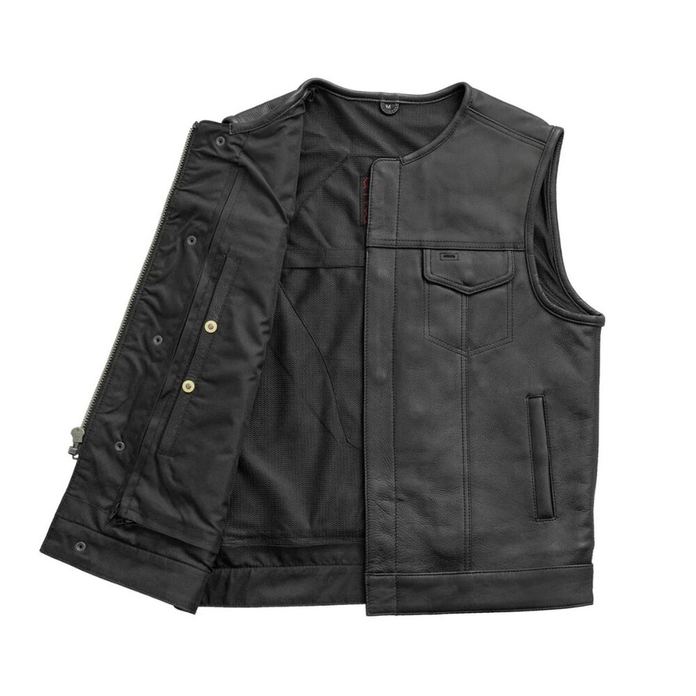 No Rival - Men's Motorcycle Leather Vest - Picture 2 of 5